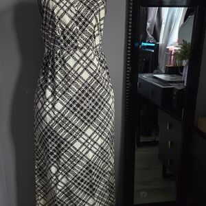 Chic Black and Cream Plaid Maxi Dress